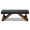 Baxton Studio Rika Grey Upholstered Walnut Brown Finished Boomerang Bench 158-9777 - alternate 2